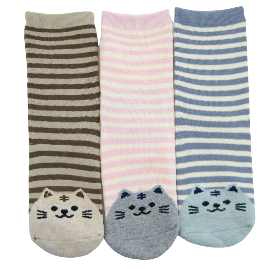 3 pak skarpet dziecięcych marki Moraj w stonwanych kolorach, palce wzór kotek