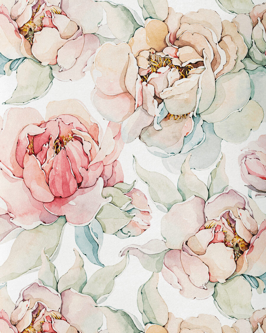 Tkanina bawe艂niana typu dres贸wka gramatura 240 g. Wz贸r kwiatowy magnolia. Druk sublimacyjny.