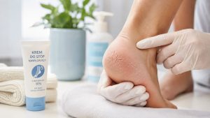 Pęknięte pięty — leczenie kremem z mocznikiem, plastry hydrokoloidowe Compeed, profilaktyka codzienna.