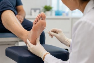 Stopa cukrzycowa — profilaktyka YMYL: codzienne badanie stopy lustrem, skarpety bezuciskowe Bixtra, sygnały alarmowe.