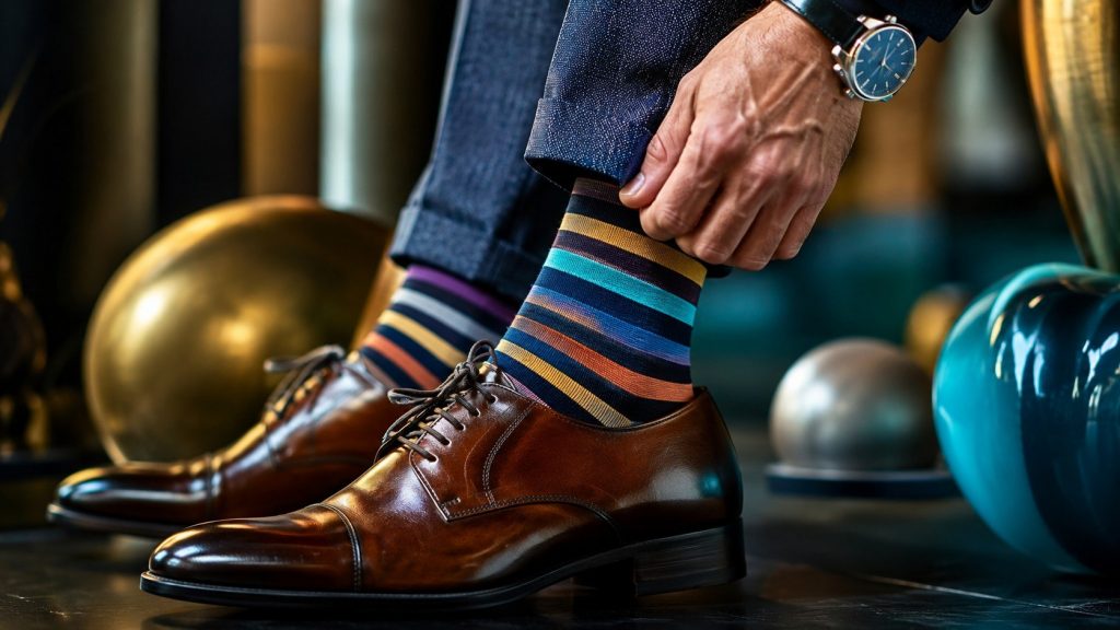 Jak nosić kolorowe skarpetki po 40. roku życia? Praktyczny poradnik stylu: kolory, garnitur, jeansy, buty, praca, casual i błędy, które odbierają elegancję po czterdziestce.