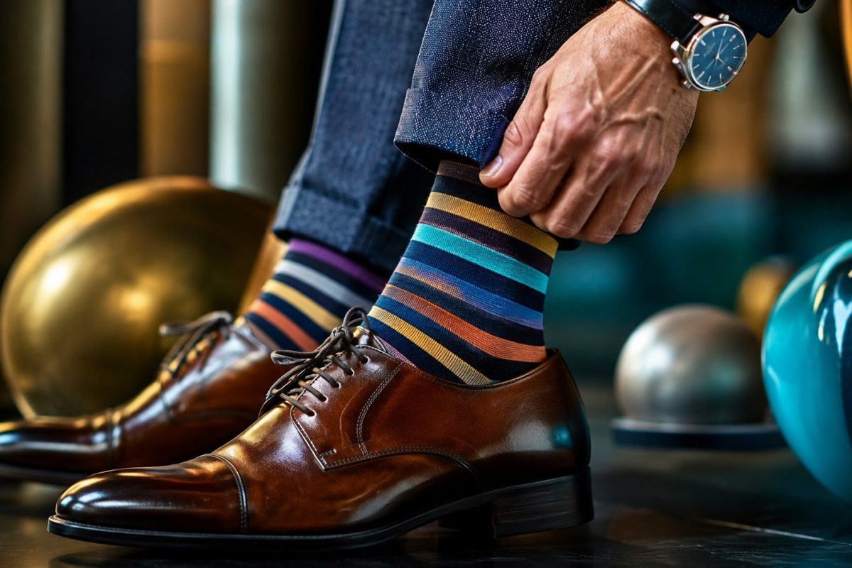 Jak nosić kolorowe skarpetki po 40. roku życia? Praktyczny poradnik stylu: kolory, garnitur, jeansy, buty, praca, casual i błędy, które odbierają elegancję po czterdziestce.