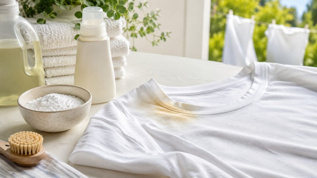 Jak usunąć plamy z kremu SPF z ubrań? Sprawdź bezpieczne pranie białych, czarnych i kolorowych tkanin oraz metody na tłusty osad i żółte ślady bez niszczenia włókien, nadruków i koloru po plażowaniu.