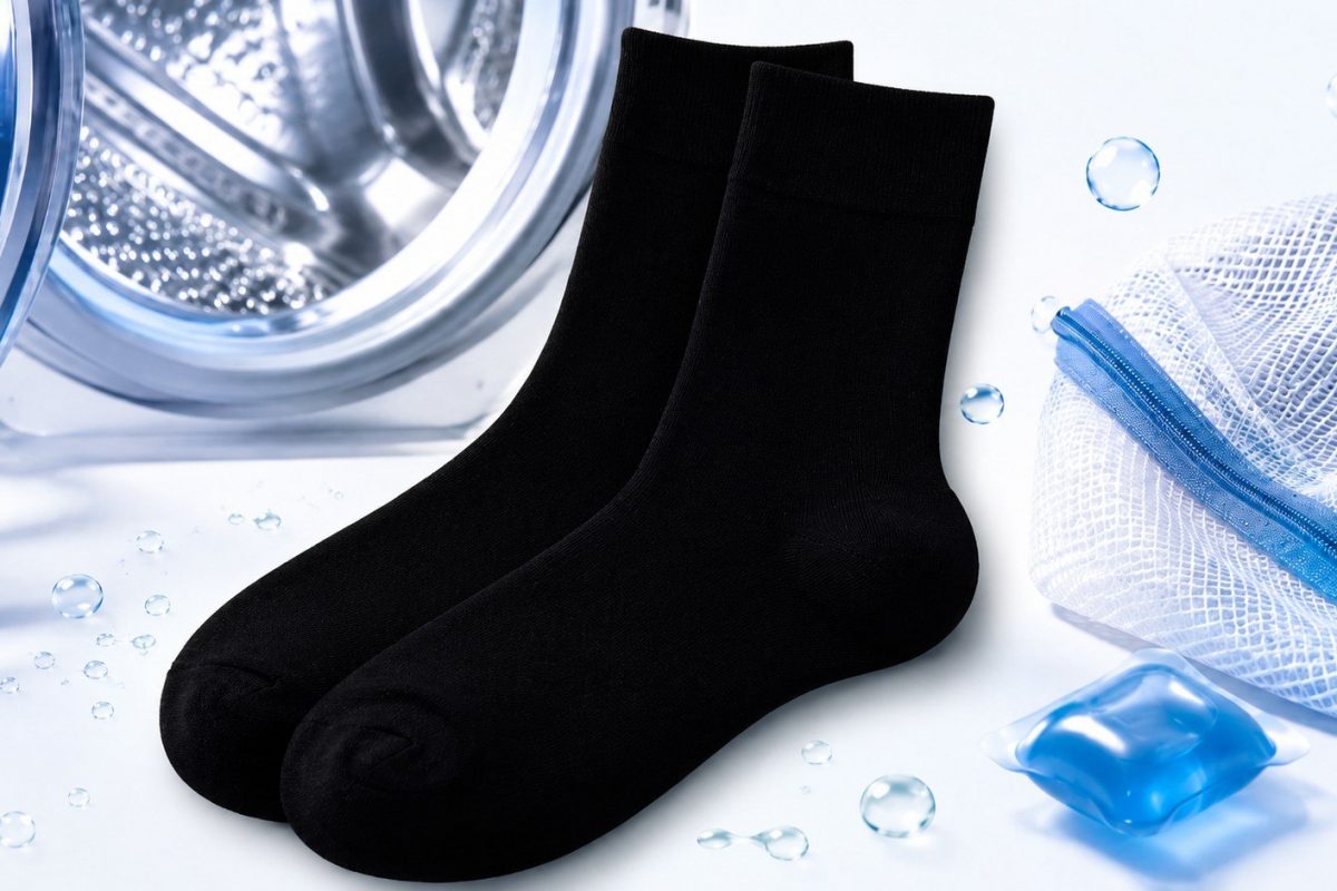 Jak prać czarne skarpety, żeby nie blakły i nie zostawiały meszku? Sprawdź temperaturę, detergent, sortowanie, suszenie i błędy, które niszczą kolor oraz zostawiają włókna na stopach.