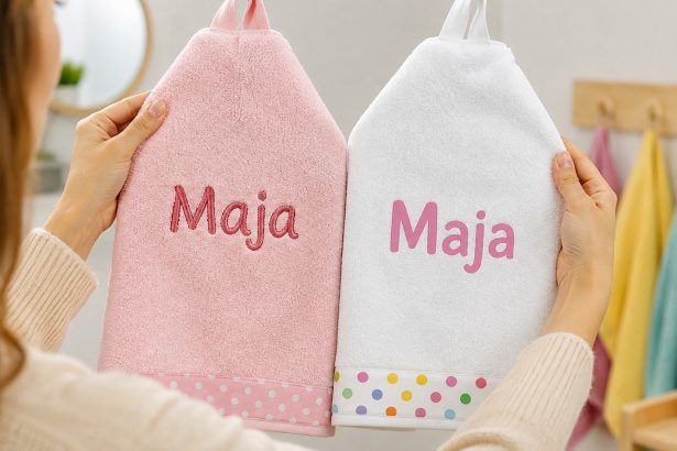 Mały ręcznik do przedszkola z imieniem dziecka — pięć kryteriów wyboru: rozmiar, gramatura, materiał, personalizacja, marka. Plus pielęgnacja i niemowlęce.