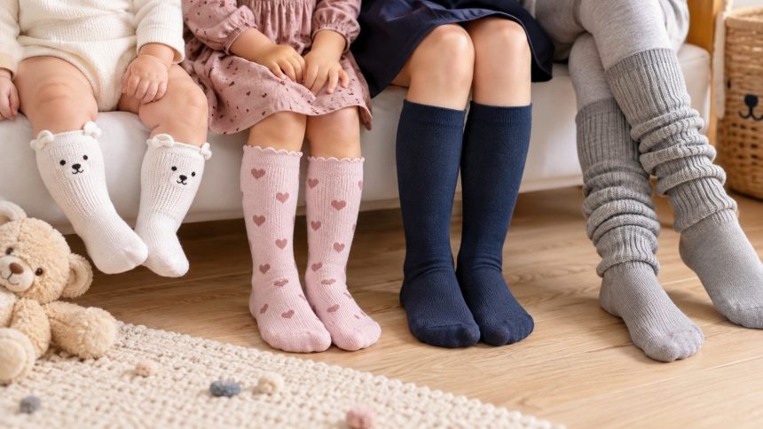 Podkolanówki dla dzieci — cztery grupy wiekowe, rozmiarówka 12–24, marki Petti, Yo!, Wola Junior, getry dla dziewczynki, najczęstsze błędy zakupowe.