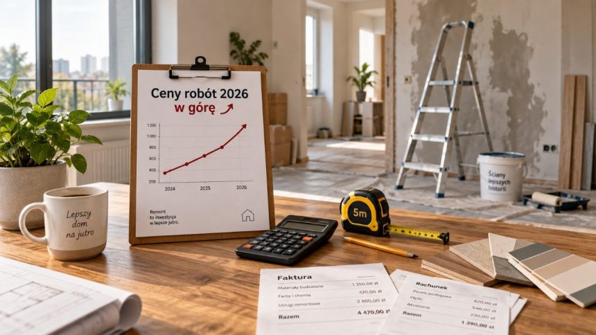 Remont znowu drożeje. GUS podał, że w sierpniu 2026 ceny produkcji budowlano-montażowej wzrosły o 6,2% r/r. Sprawdź, które roboty drożeją najszybciej i jak zaplanować budżet remontu i uniknąć strat.