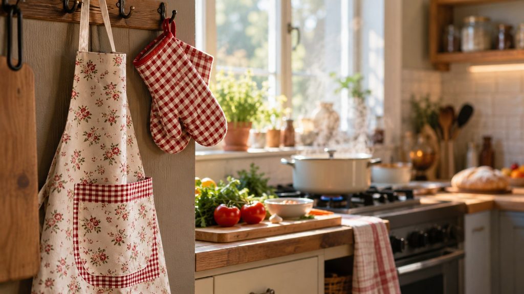 Komplet kuchenny — fartuch i rękawice dla babci: praktyczny prezent do codziennego gotowania