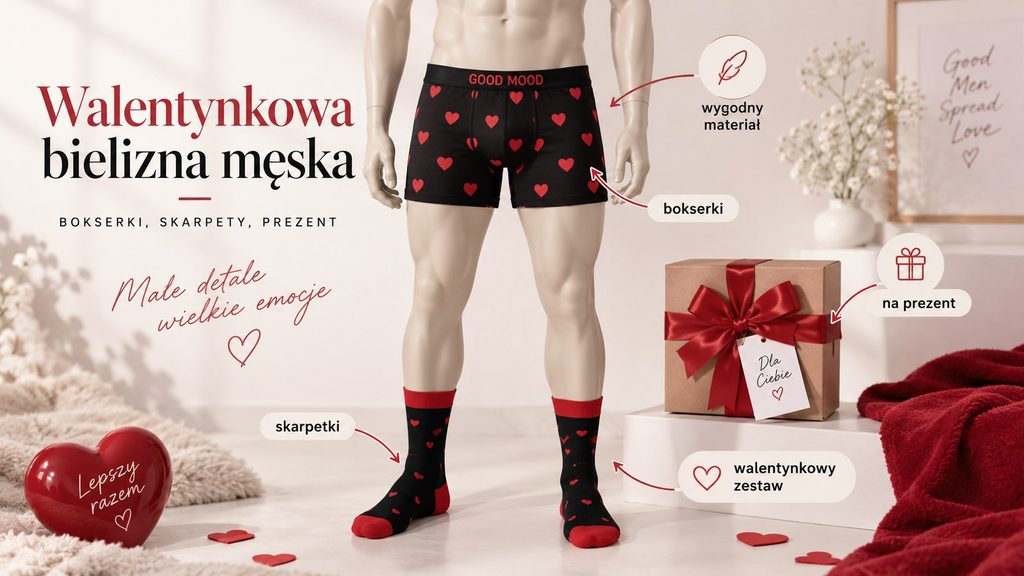 Walentynkowa bielizna męska — jakie bokserki i skarpety wybrać na prezent dla niego