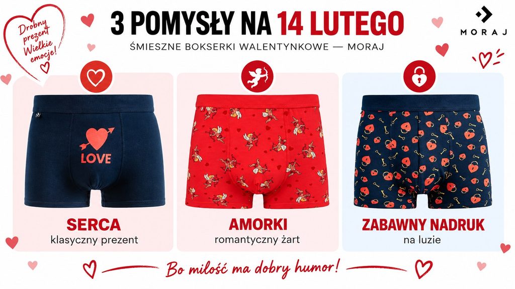 Śmieszne bokserki walentynkowe — Moraj na 14 lutego: modele, ceny i wybór prezentu