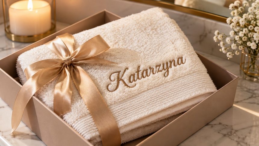 Ręcznik z haftem imienia — przewodnik po personalizacji. Rozmiary, gramatura, polskie pracownie haftowe, okazje (ślub, komunia, wakacje).