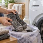Jak prać skarpety merino w pralce, żeby się nie skurczyły? Sprawdź temperaturę 30°C, program do wełny, wirowanie i bezpieczne suszenie.