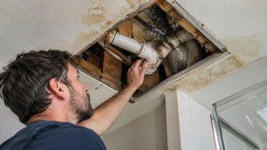 Żółta plama na suficie po deszczu? Sprawdź, jak odróżnić przeciek dachu od awarii instalacji, co zrobić w pierwszej dobie i kiedy wezwać fachowca.